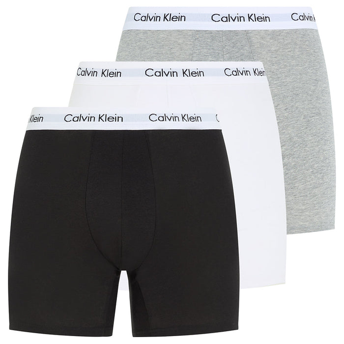 Calvin Klein-3-Pack Cotton Stretch Boxer Briefs, Black/Grey/White-UNDERU