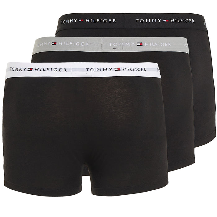 Tommy Hilfiger-3-Pack Signature Essential Logo Boxer Trunks, Black/Grey/White-UNDERU