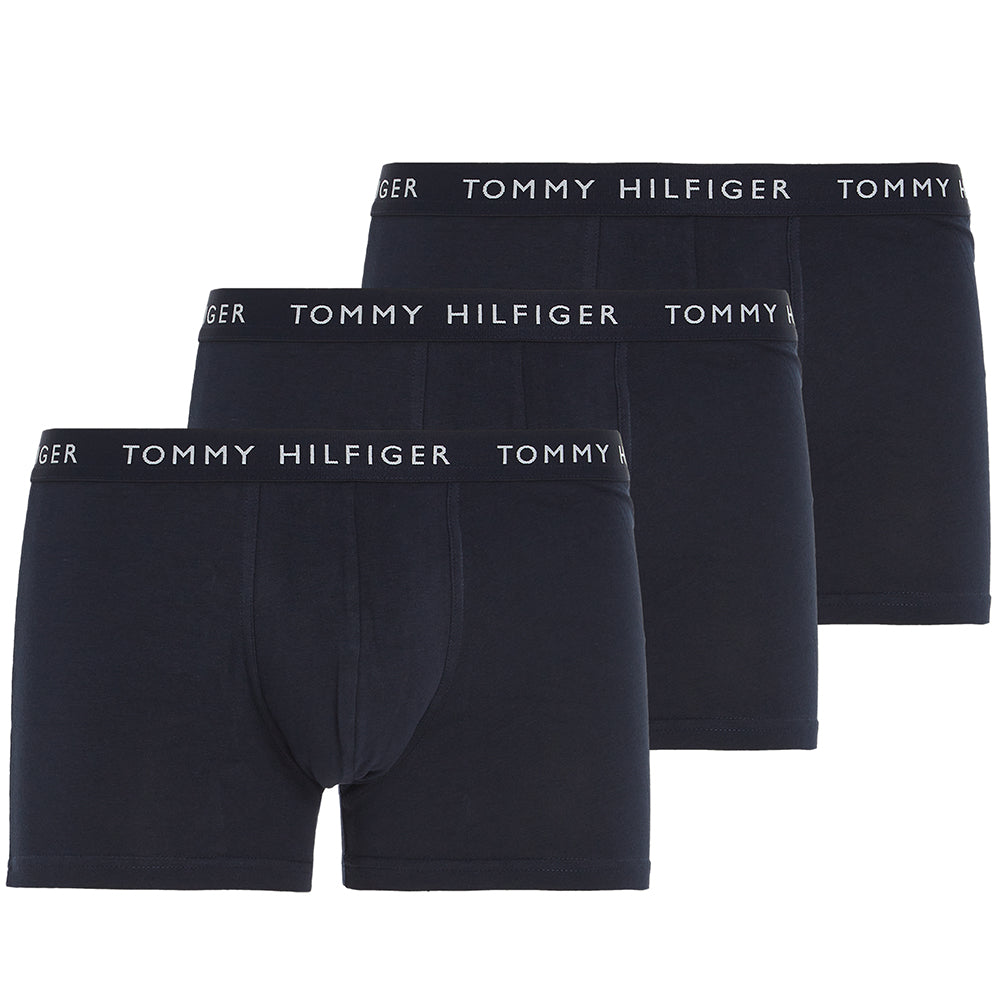 Tommy Hilfiger-3-Pack Recycled Essentials Stretch Boxer Trunks, Navy-UNDERU