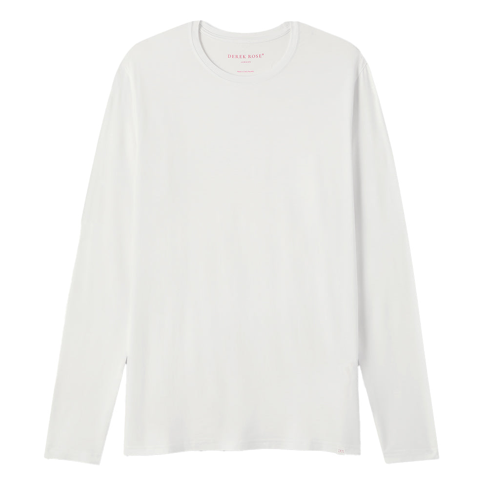 Derek Rose-Micro Modal Long-Sleeve Crew-Neck T-Shirt, White-UNDERU