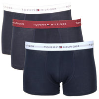 3 pack of Tommy Hilfiger boxer trunks , navy with contrasting waistbands