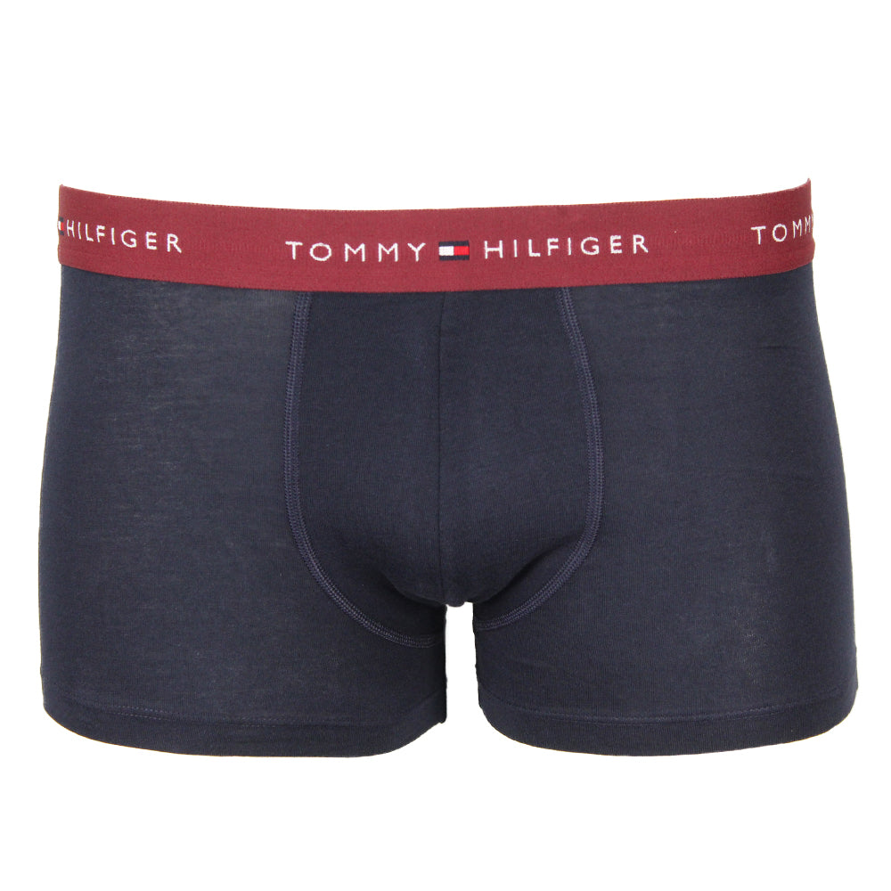 Tommy Hilfiger navy boxer trunk with burgandy waistband