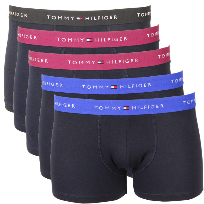 Product 25851 Tommy Hilfiger boxer trunk 5 pack, navy with coloured waistbands 