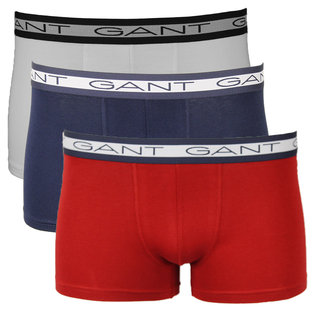 Three pack of Gant boxer trunks product code 25880. 1 white, 1 blue and 1 red.