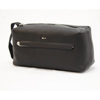 Boss faux leather wash bag black side view