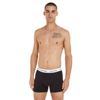 Calvin Klein-Cotton Stretch 3-Pack Stripe & Solid Boxer Trunks, Black/White-UNDERU