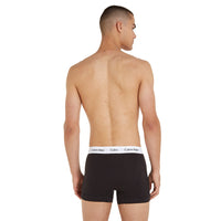 Calvin Klein-Cotton Stretch 3-Pack Stripe & Solid Boxer Trunks, Black/White-UNDERU