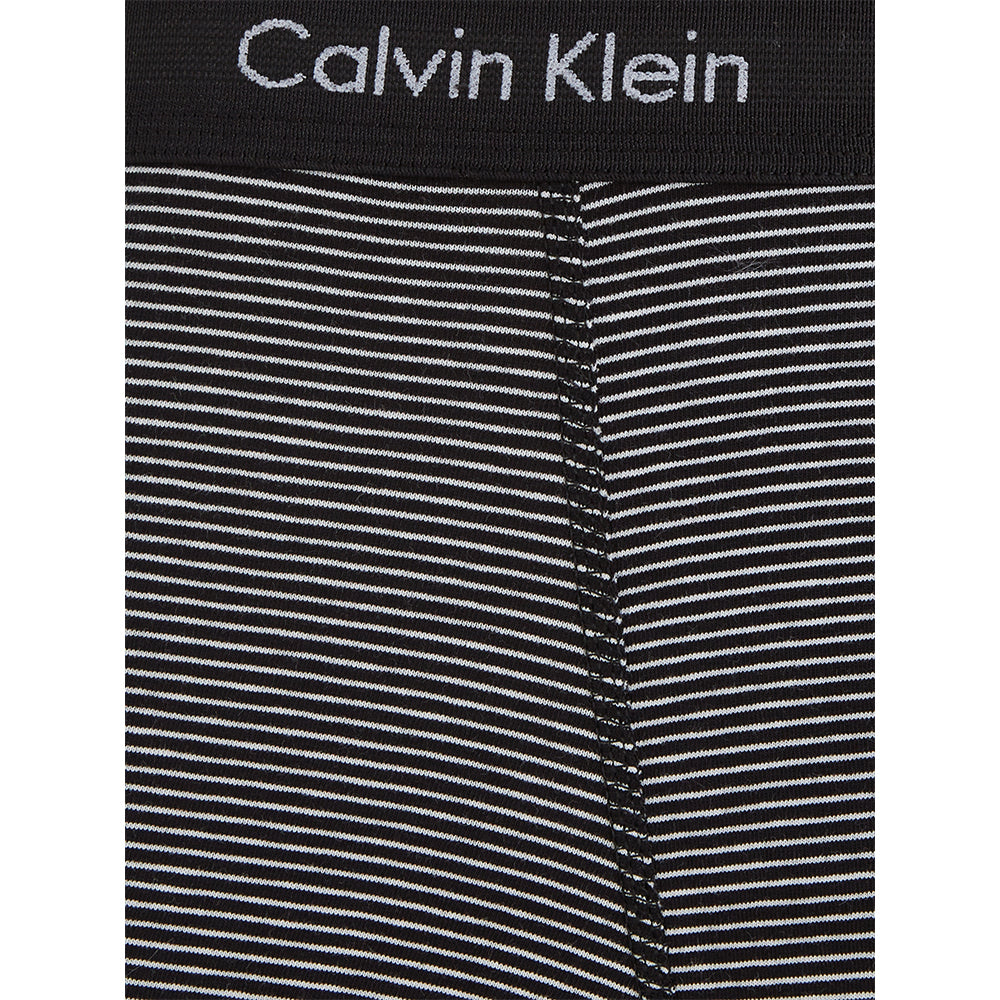 Calvin Klein-Cotton Stretch 3-Pack Stripe & Solid Boxer Trunks, Black/White-UNDERU