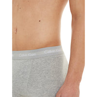 Calvin Klein-3-Pack All-Over Logo Cotton Stretch Boxer Trunks, Black/Grey-UNDERU