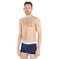 Calvin Klein-3-Pack Low-Rise Cotton Stretch Boxer Trunks, Blue/Red/White-UNDERU