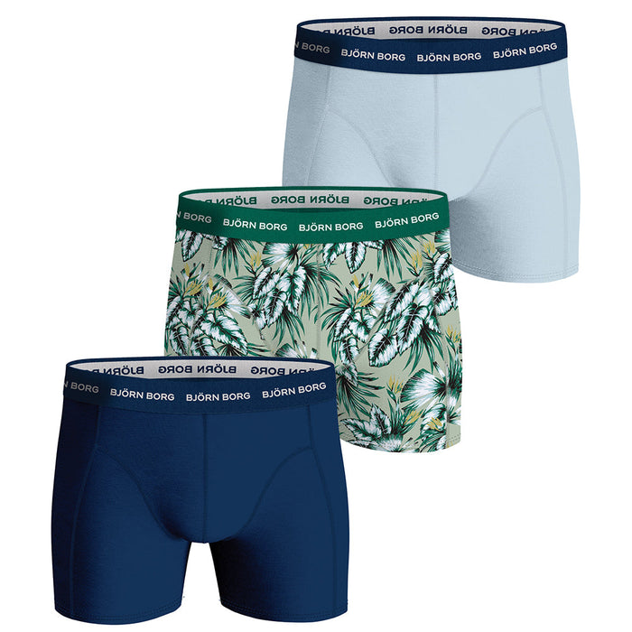 Bjorn Borg-3-Pack Cotton Stretch Boxer Briefs, Blue/Green-UNDERU