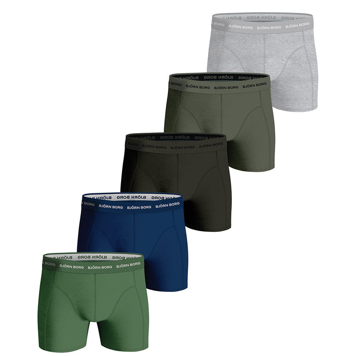 Bjorn Borg-5-Pack Cotton Stretch Boxer Briefs, Green-UNDERU