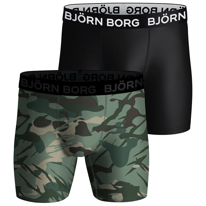 Bjorn Borg-2-Pack Performance Boxer Briefs, Black/Khaki-UNDERU