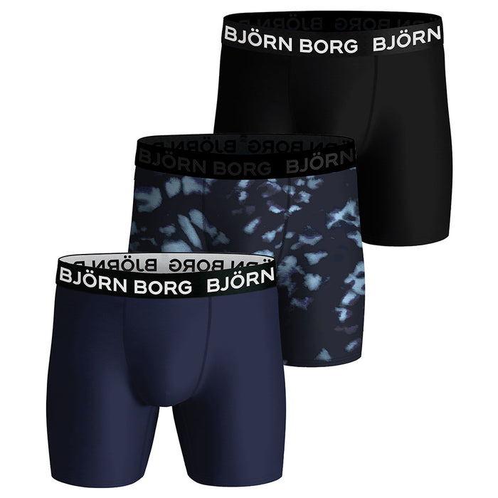 Bjorn Borg-3-Pack Performance Boxer Briefs, Black/Navy-UNDERU