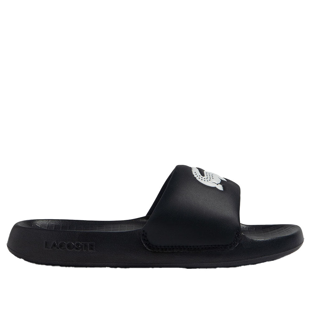 Lacoste-Croco 1.0 Synthetic Sliders, Black-UNDERU