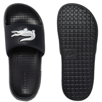 Lacoste-Croco 1.0 Synthetic Sliders, Black-UNDERU