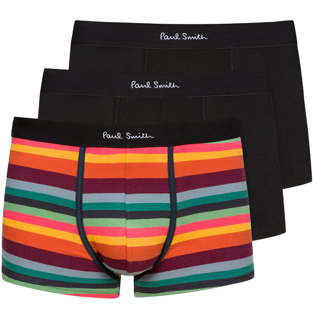 Paul Smith-3-Pack Artist Stripe Boxer Trunks, Black/multi-UNDERU