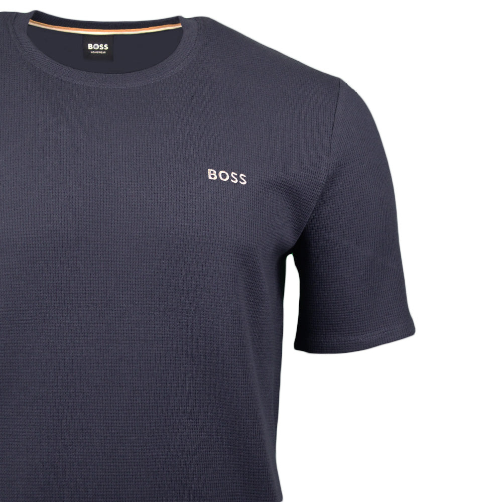 Boss waffle t-shirt blue, chest detail