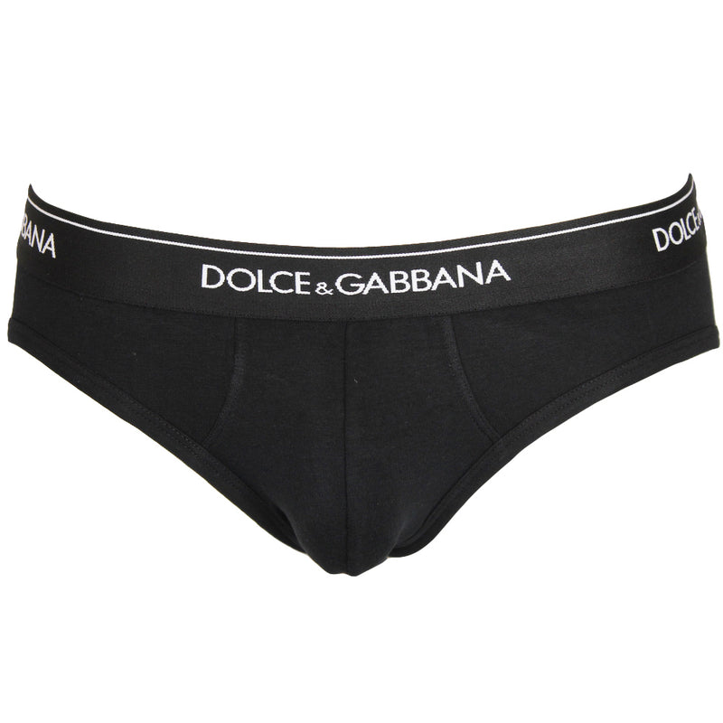 Dolce & Gabbana Men's 2-pack Stretch Cotton Mid-rise Briefs, Black