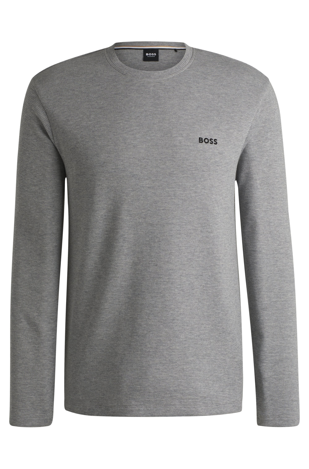 BOSS waffle style long sleeve tshirt in medium grey