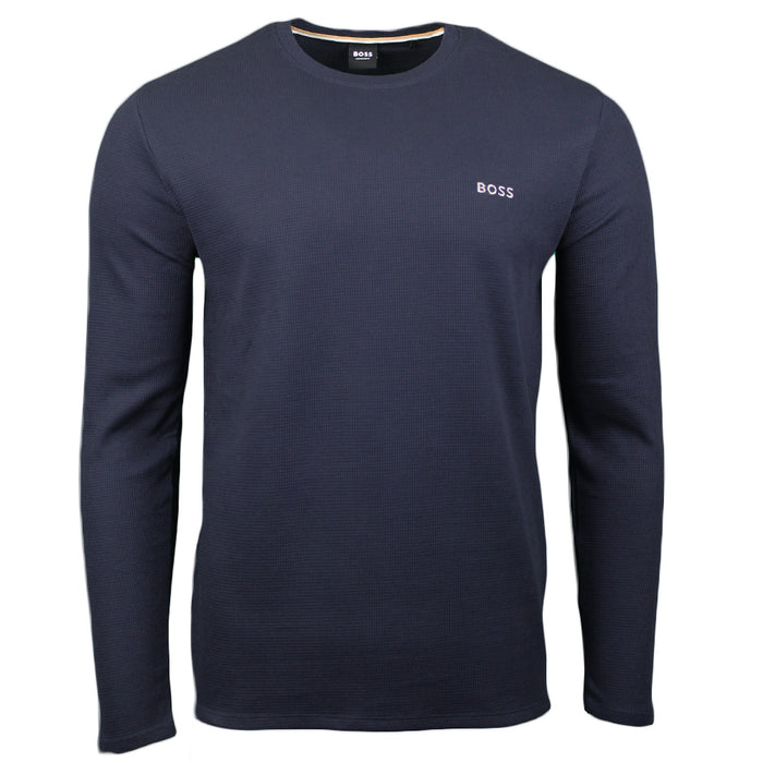 Boss long sleeved t-shirt waffle finish, navy 