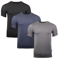 3 pack of BOSS bamboo t-shirts in black, blue and grey.