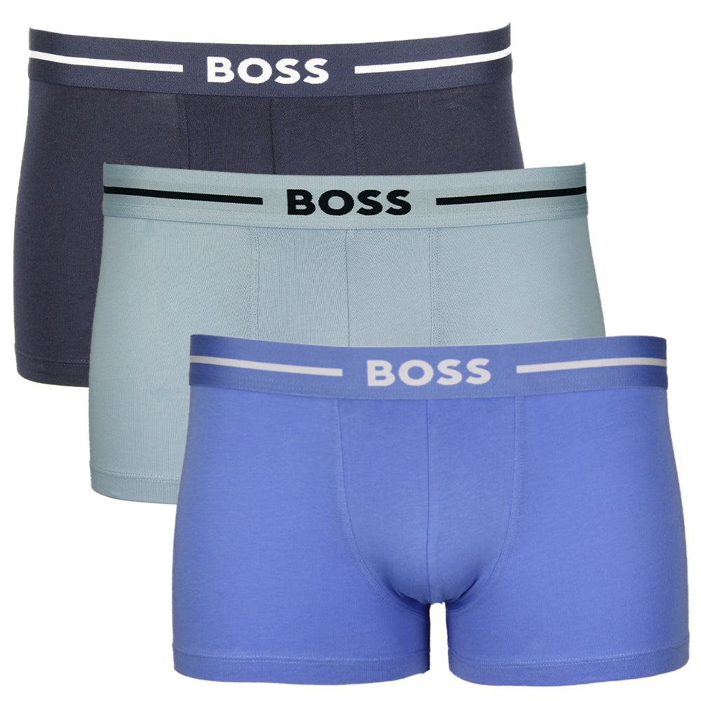 Boss 3 pack of boxer trunks in different shades of blue