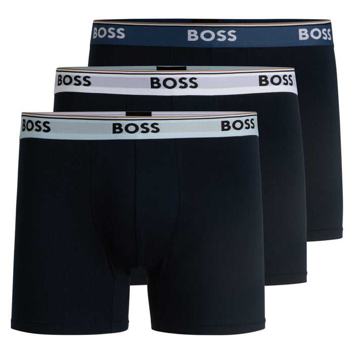 3-pack BOSS mens boxer briefs with logo on waistband in black