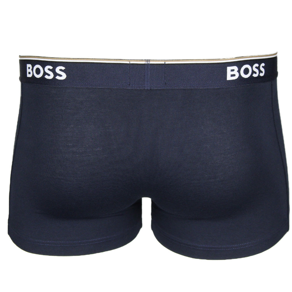 Navy Boss power boxer trunks, back view.