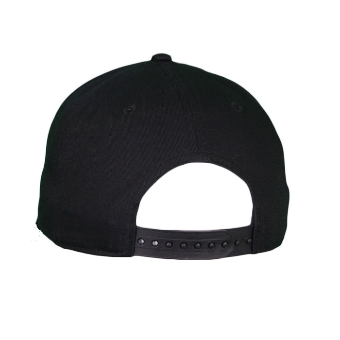 Hugo Jude baseball cap, black with red logo, back view