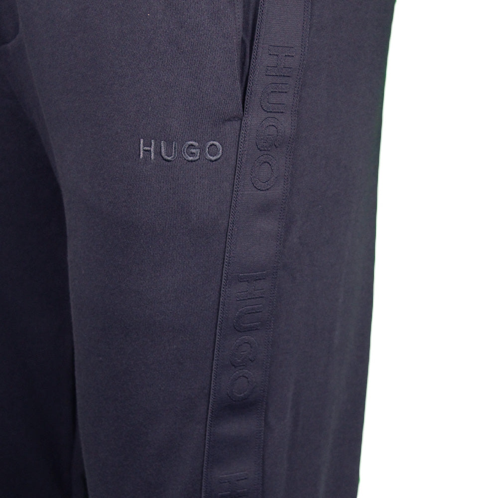 Hugo navy blue jogging bottoms, side detail