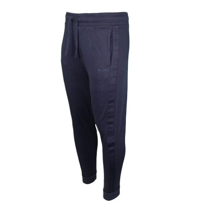 Hugo navy blue jogging bottoms, side view