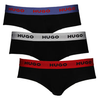 3 pack of Hugo men's briefs, black with coloured waist bands