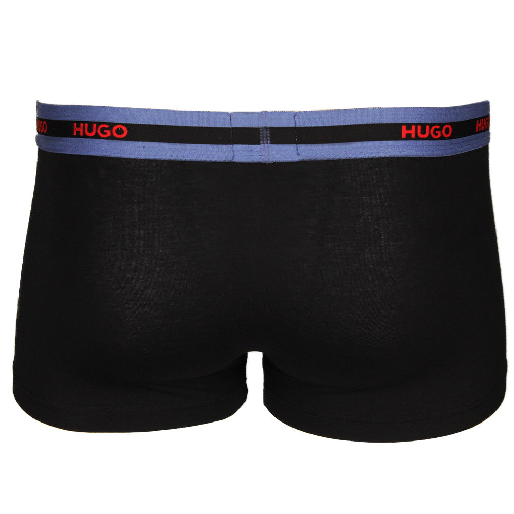 Hugo boxer trunk black with coloured waistband, back view