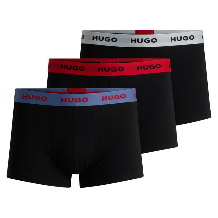 3-pack Hugo men's boxer trunks black with coloured waitbands