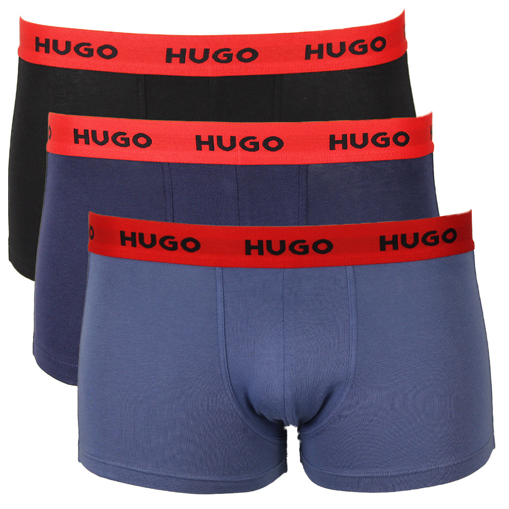 3-Pack Boxer Trunks, Black/Blue