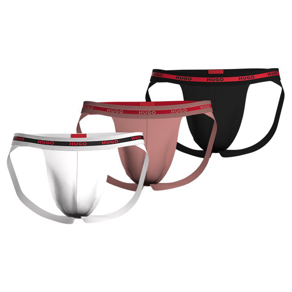 3-Pack Jockstraps, Black/Pink/White