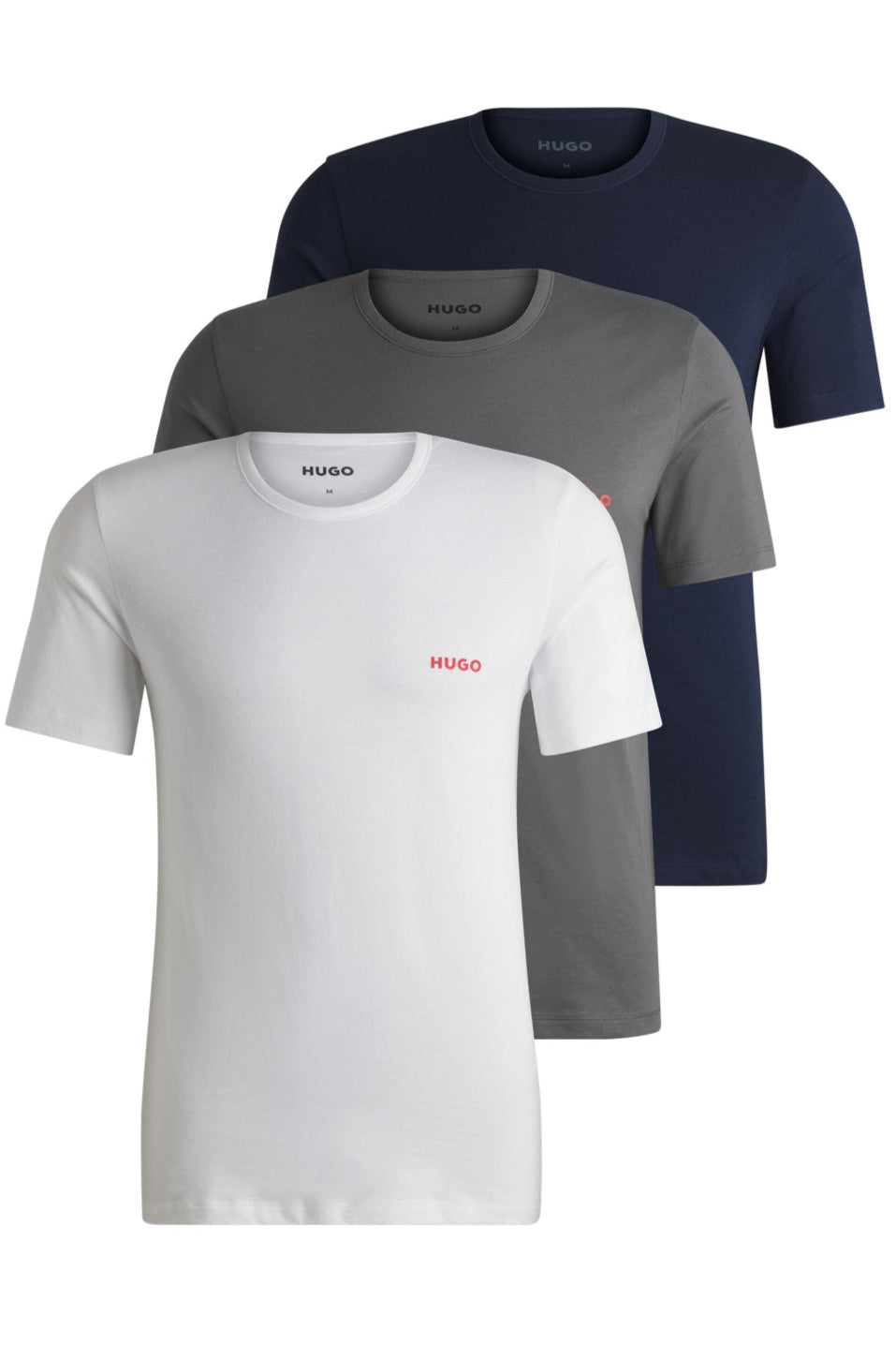 3-pack Hugo men's crew neck t-shirts, white, grey, black