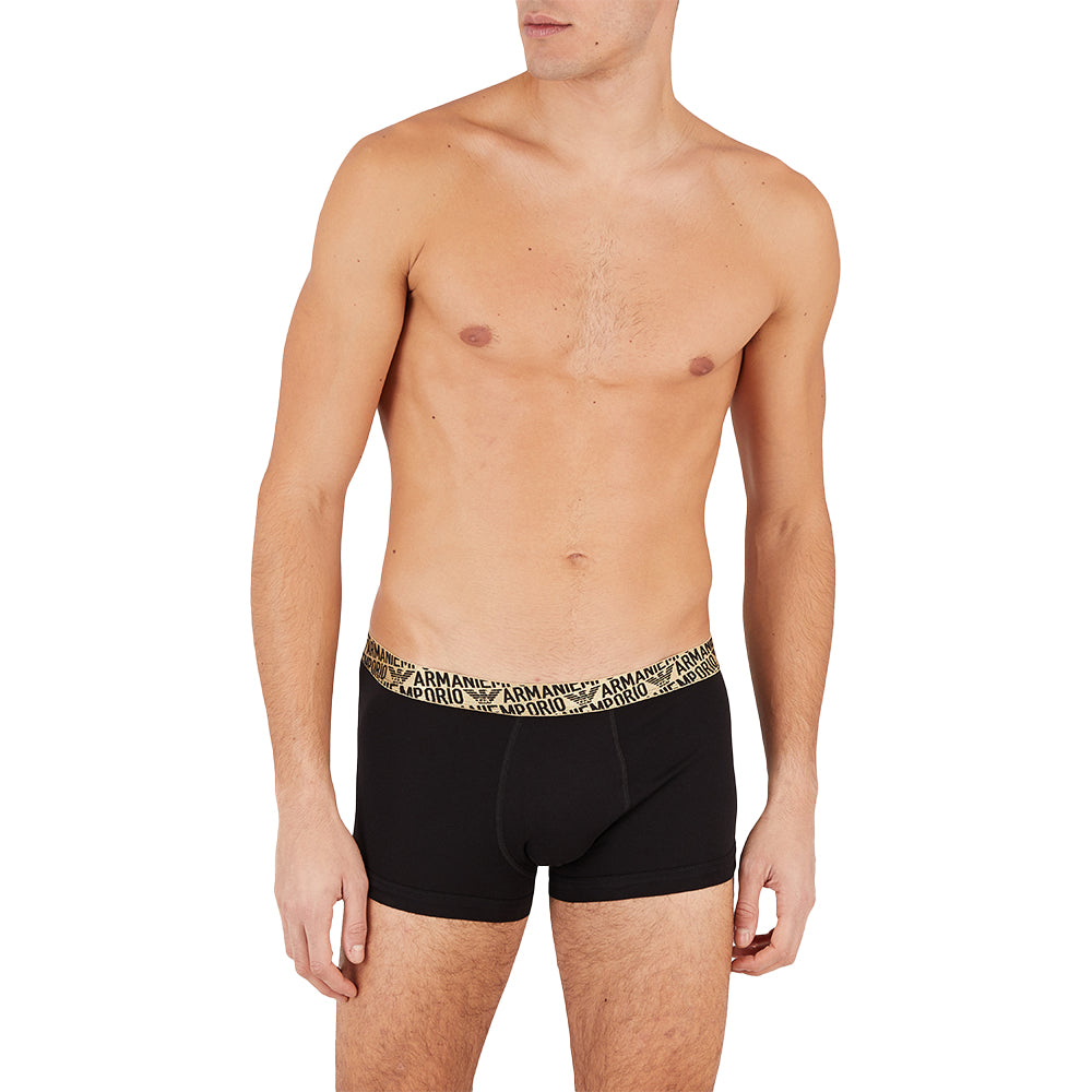 Emporio Armani-2-Pack Stretch Cotton Boxer Trunks, Black/Gold-UNDERU