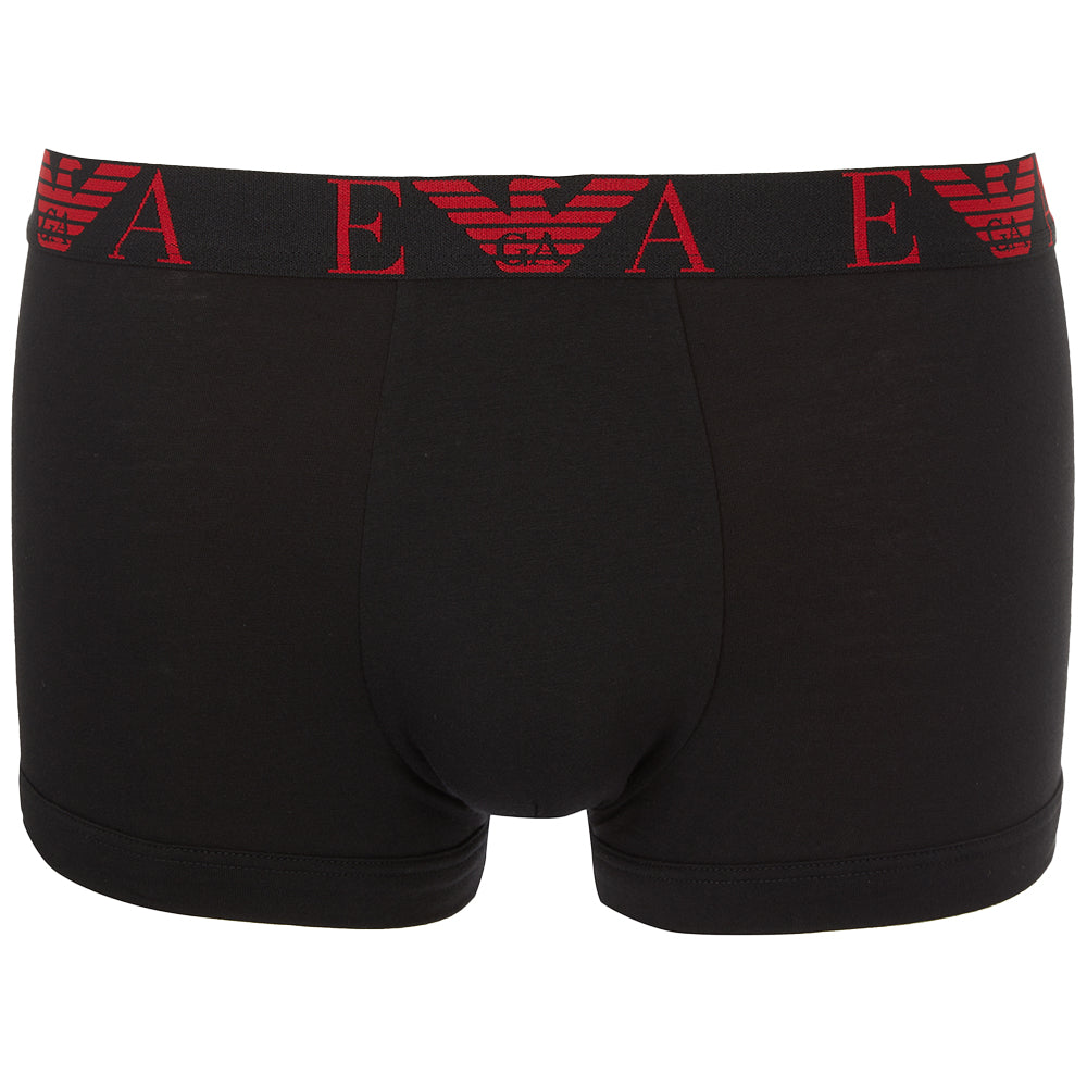 Emporio Armani-3-Pack Stretch Cotton Boxer Trunks, Black/Red-UNDERU