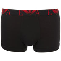 Emporio Armani-3-Pack Stretch Cotton Boxer Trunks, Black/Red-UNDERU