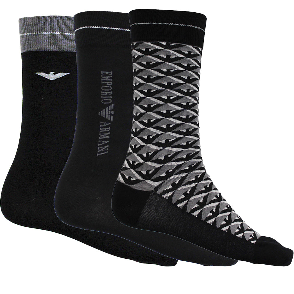 Emporio Armani Men s 3 Pack Socks Gift Set Black