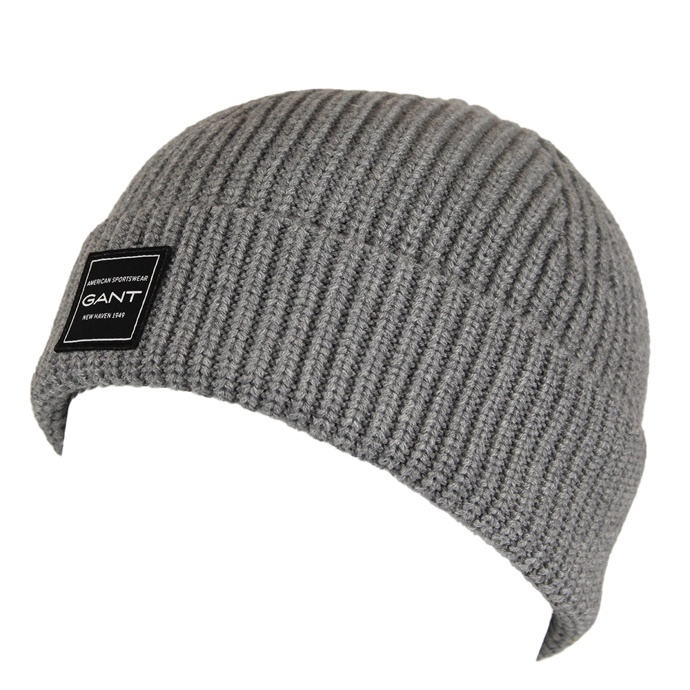 gant-mens-knitted-beanie-grey-side