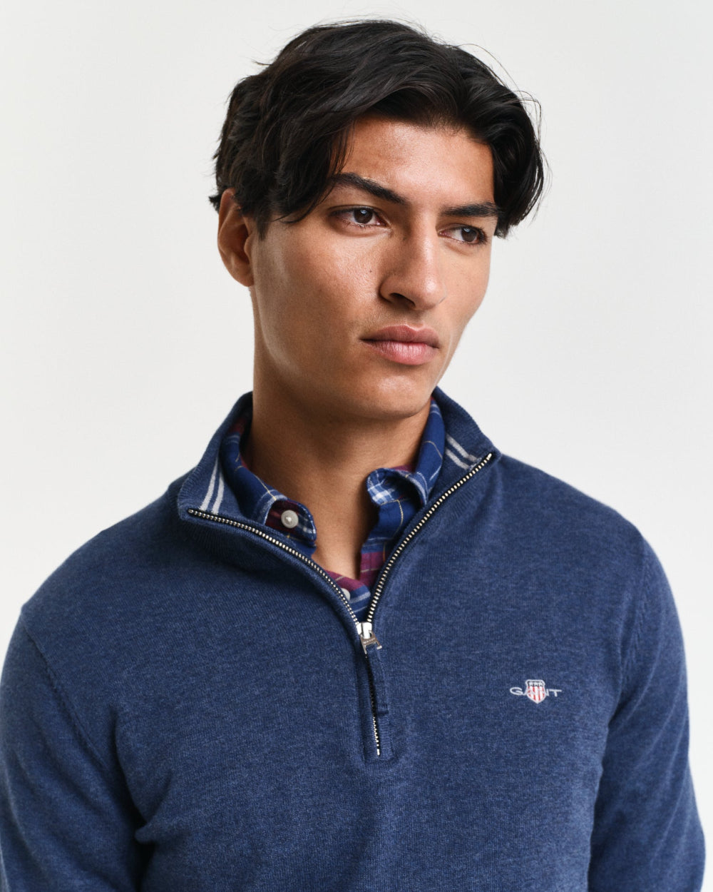 Gant mens classic cotton half-zip sweatshirt in navy