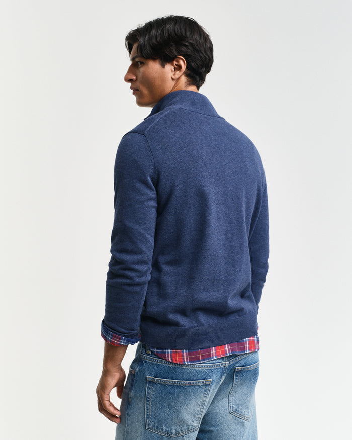 Gant mens classic cotton half-zip sweatshirt in navy