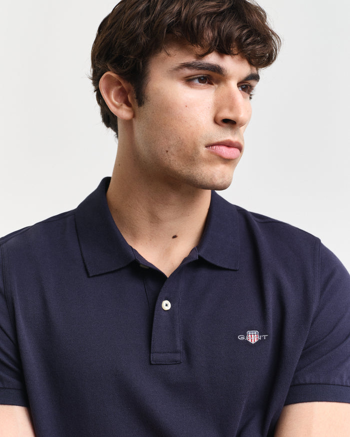 GANT mens reg shield Polo Shirt in Evening blue