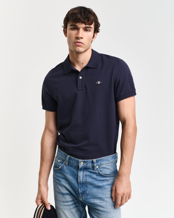 GANT mens reg shield Polo Shirt in Evening blue