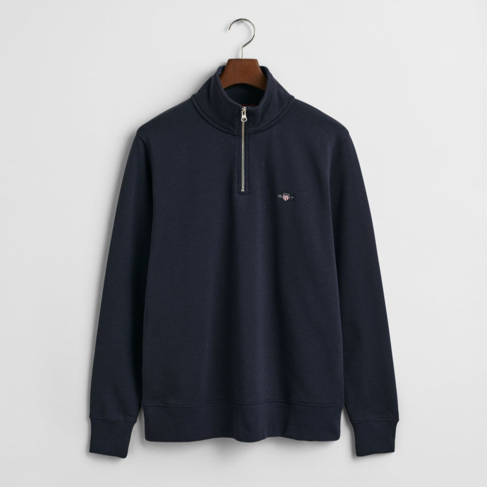 Gant men's half zip reg shield sweatshirt in evening blue