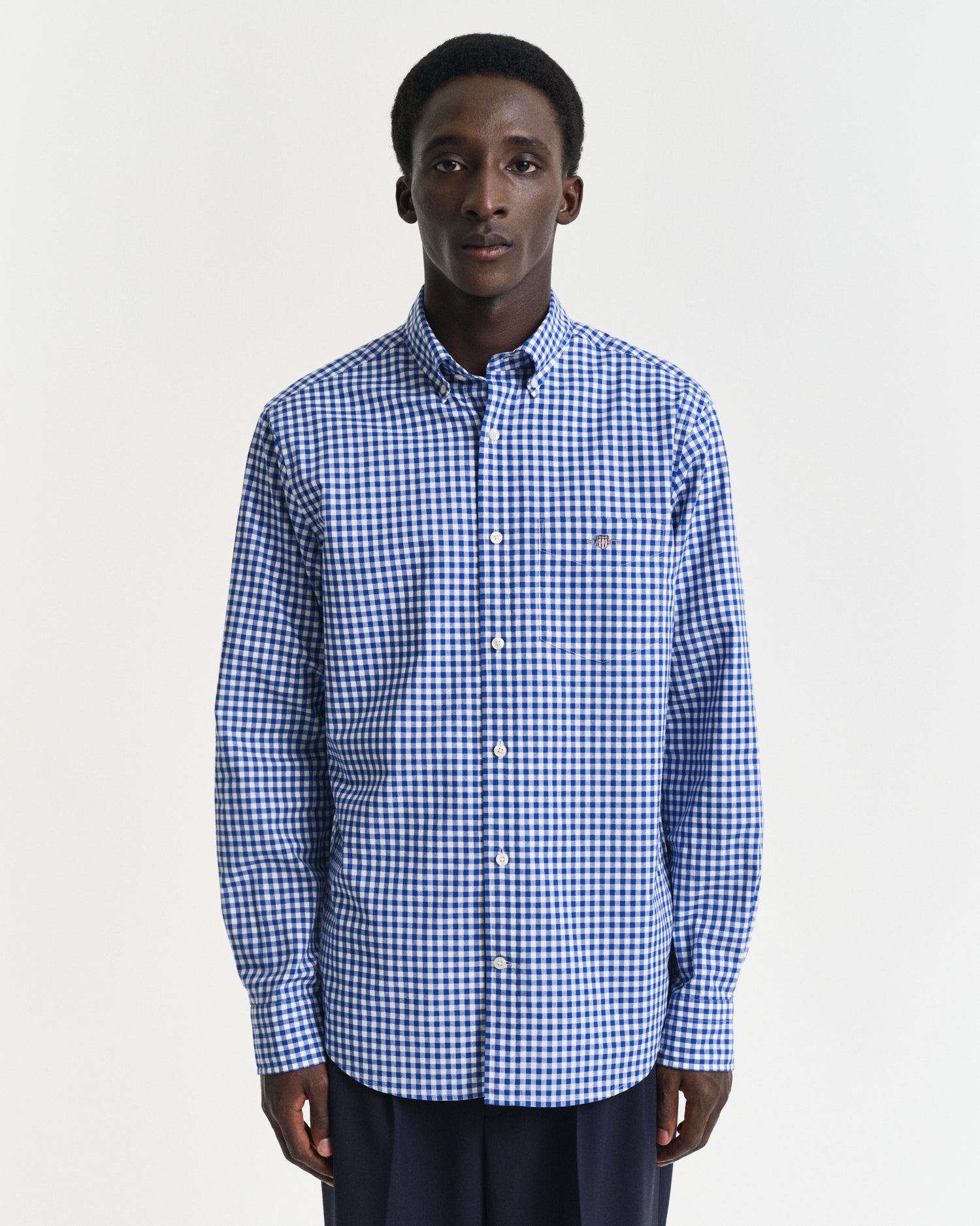 GANT men's blue gingham shirt in college blue