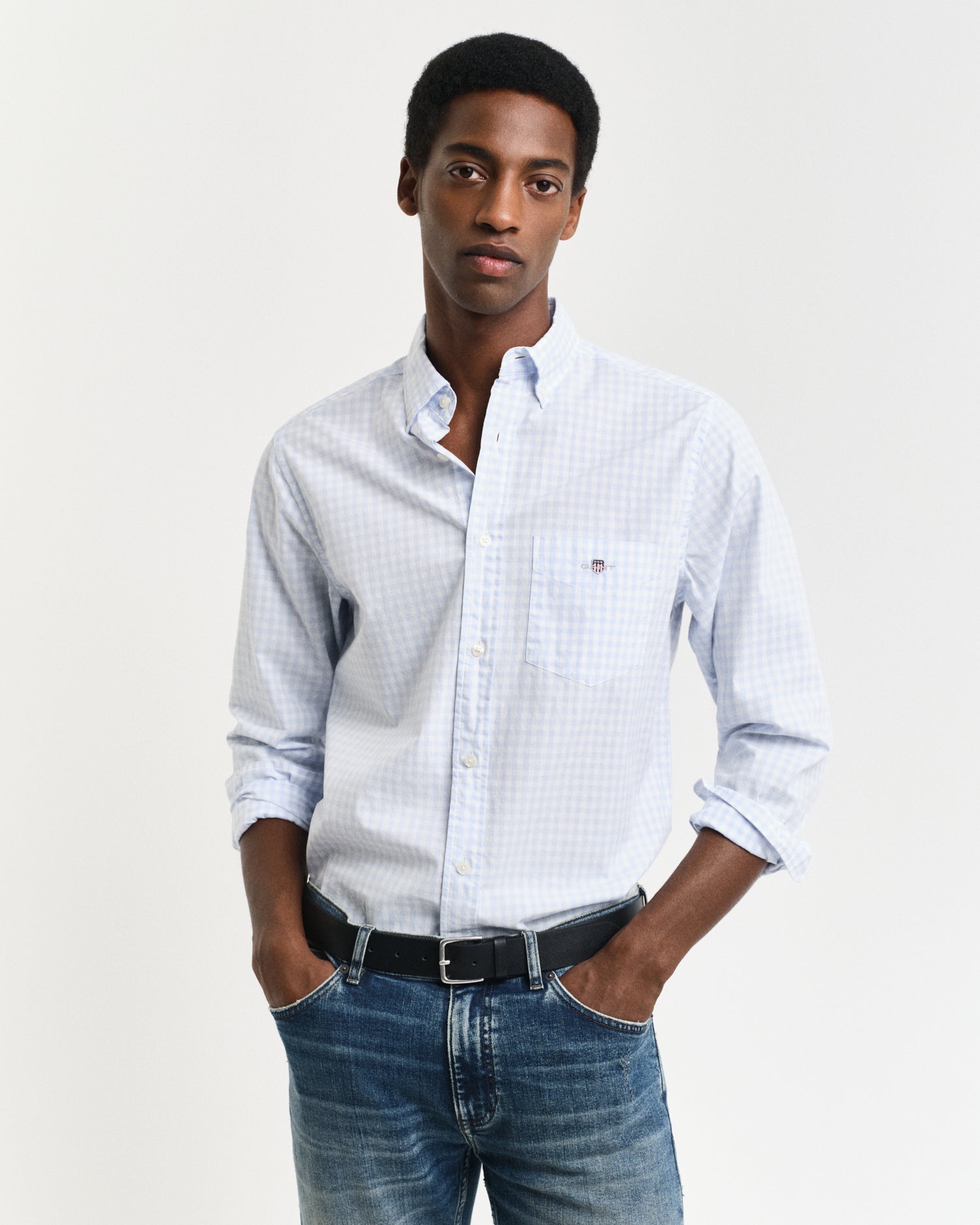 Gant mens classic poplin shirt in light blue